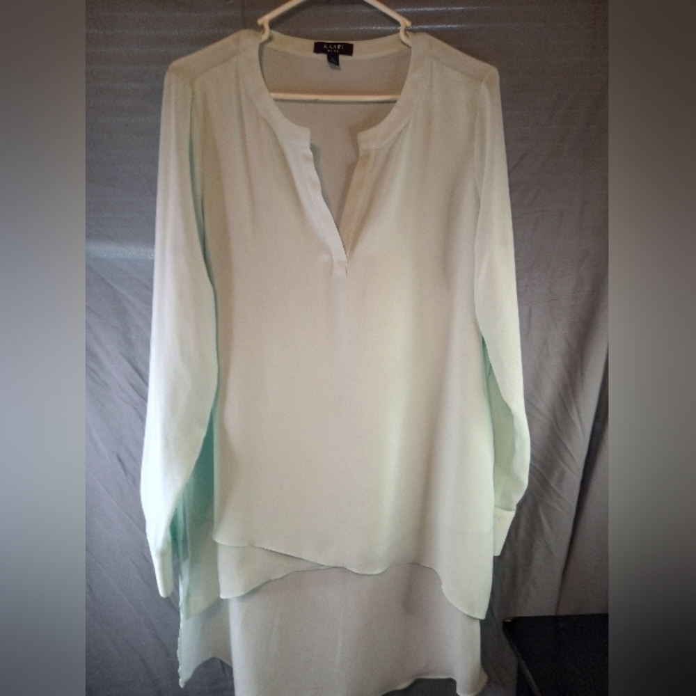 Kaari Blue Mint Green Sheer Split Cloud Tunic
